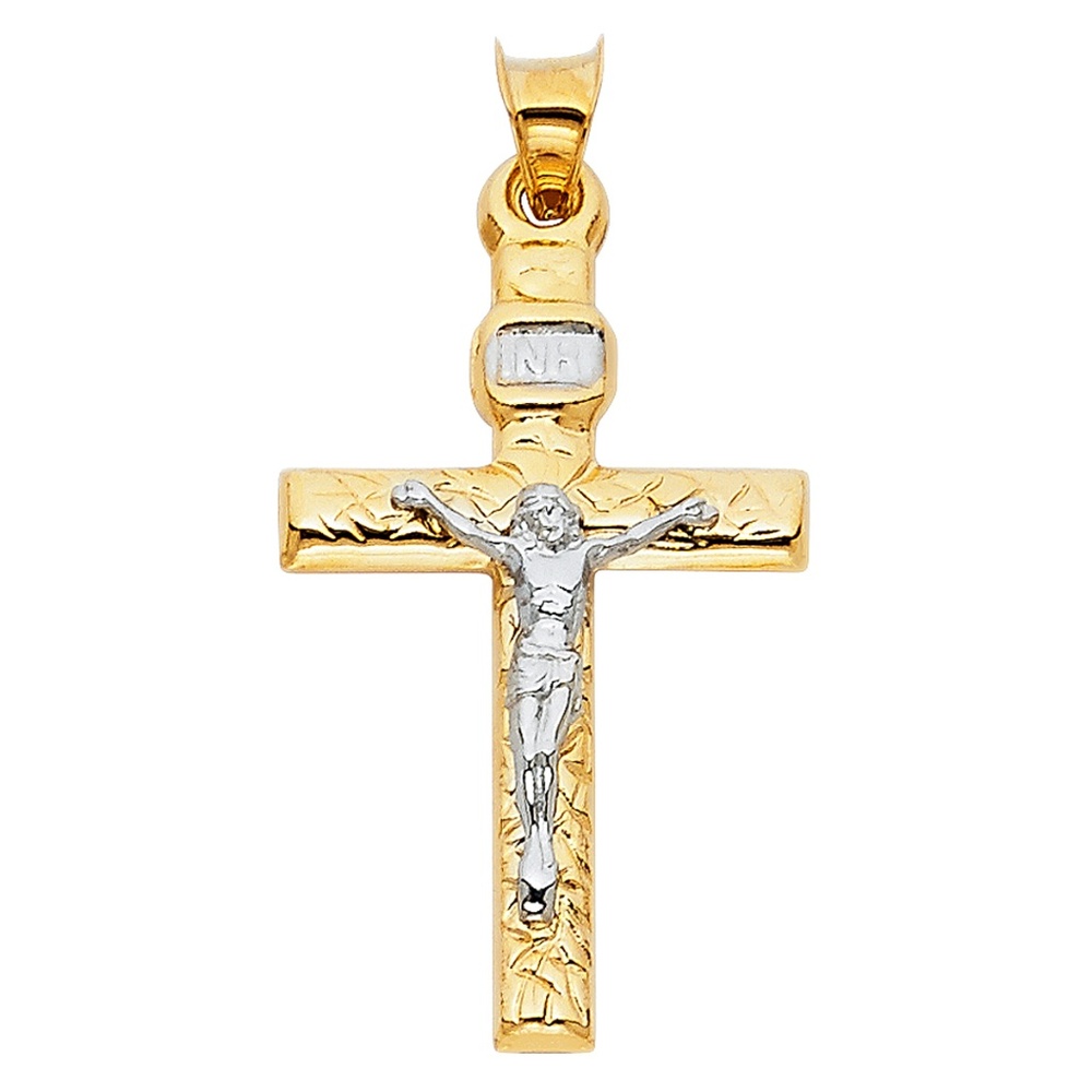 14K Two Tone  Crucifix Cross Religious Pendant
